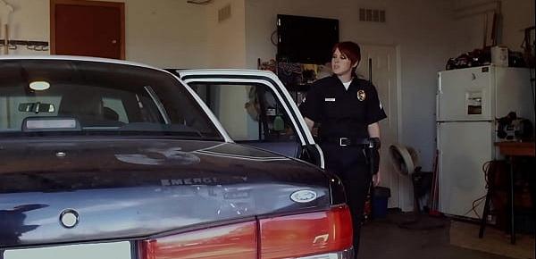  Officer Lily Cade Pleases Jenna Sativa In Garage!